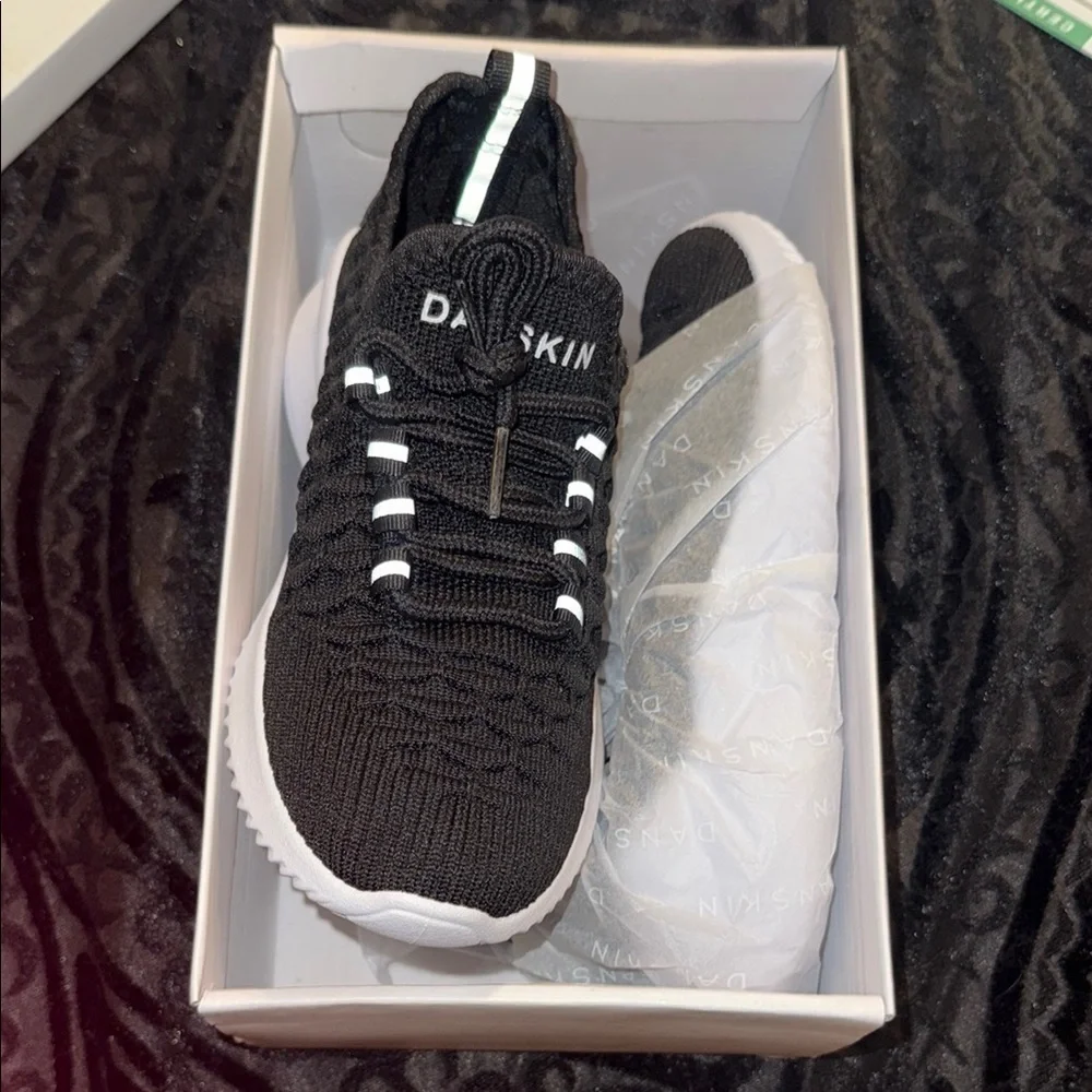 Danskin Black Knit Sneakers with White Soles
